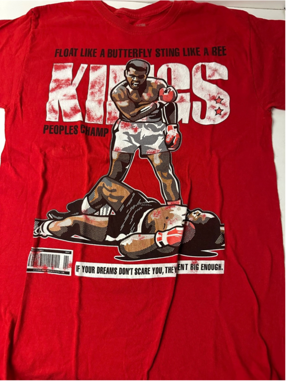 Muhammad Ali T Shirt Mens Red Float Like A Butterfly Sting Like A Bee Boxing Cha